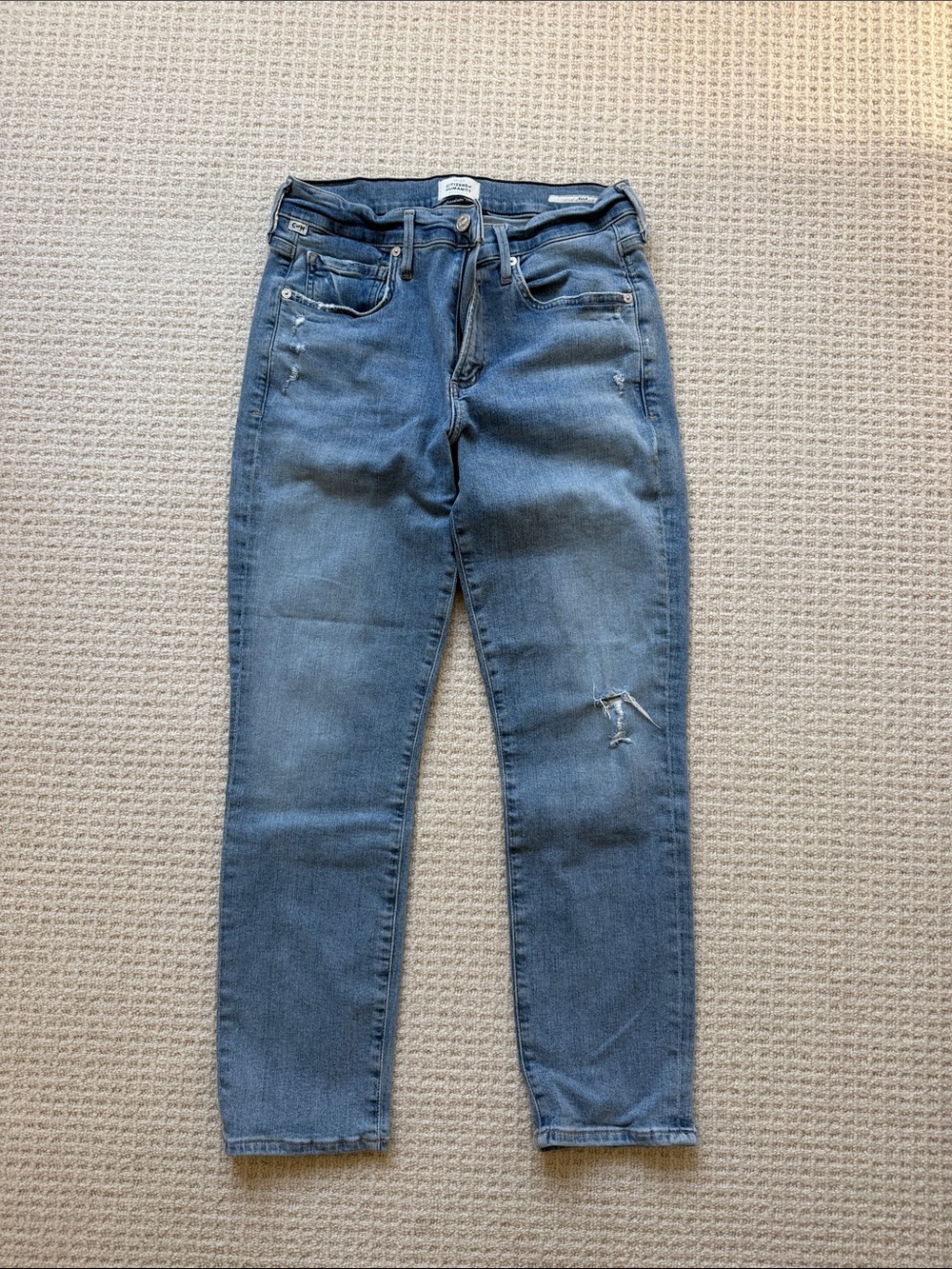 Citizens Of Humanity Light Blue Skinny Jeans with Distressing